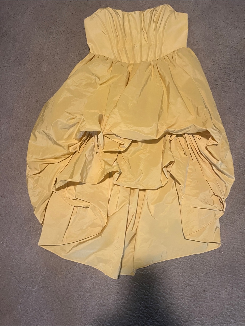 Anthropologie Yellow Strapless Ruffled High-Low Skirt